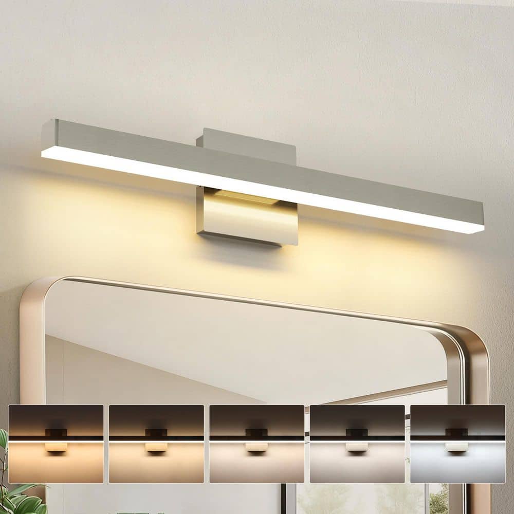 23.62 in. 1-Light Nickel LED Bathroom Vanity Light Bar with 5-CCT Adjustable Switch price history on PriceWatchPro