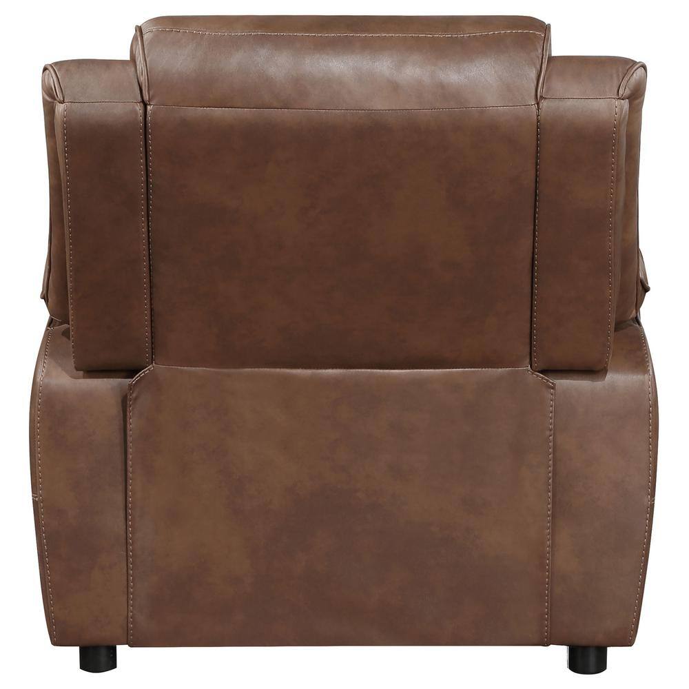Brown Faux Leather Transitional Accent Chair