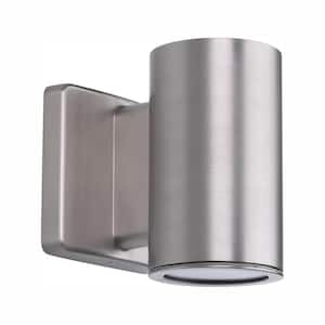 Cylinders Collection 3" Satin Nickel LED Modern Outdoor Small Wall Lantern Light