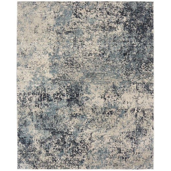 KALATY Blues and Greys 10 ft. 2 in. x 13 ft. 2 in. Area Rug