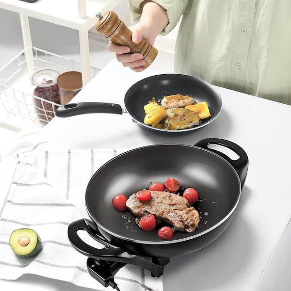BLACK+DECKER 180 sq. in. Black Electric Skillet with See-Through Lid  SK1215BC - The Home Depot