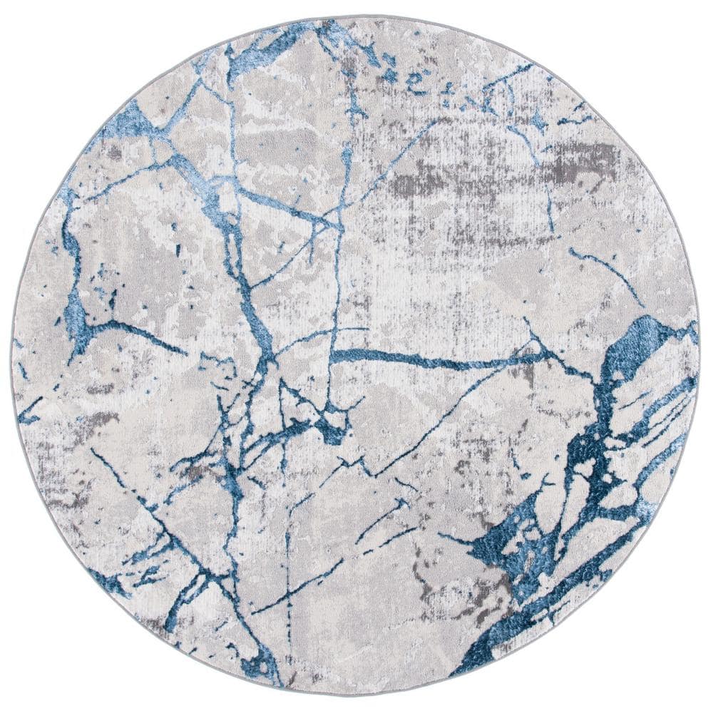 Amelia Gray/Blue 3 ft. x 3 ft. Abstract Distressed Round Area Rug price history on PriceWatchPro