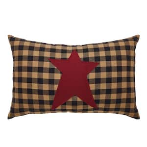 Connell Burgundy Natural Country Black Appliqued Prim Star 14 in. x 22 in. Throw Pillow