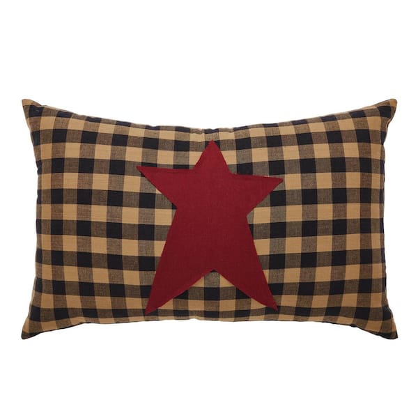 VHC Brands Connell Burgundy Natural Country Black Appliqued Prim Star 14 in. x 22 in. Throw Pillow