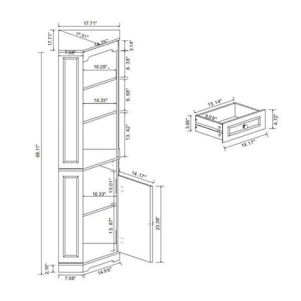17.71-in W x 17.71-in D x 68.11-in H Freestanding Corner Storage