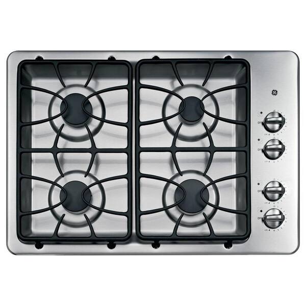 GE 30 in. Gas Cooktop in Stainless Steel with 4 Burners