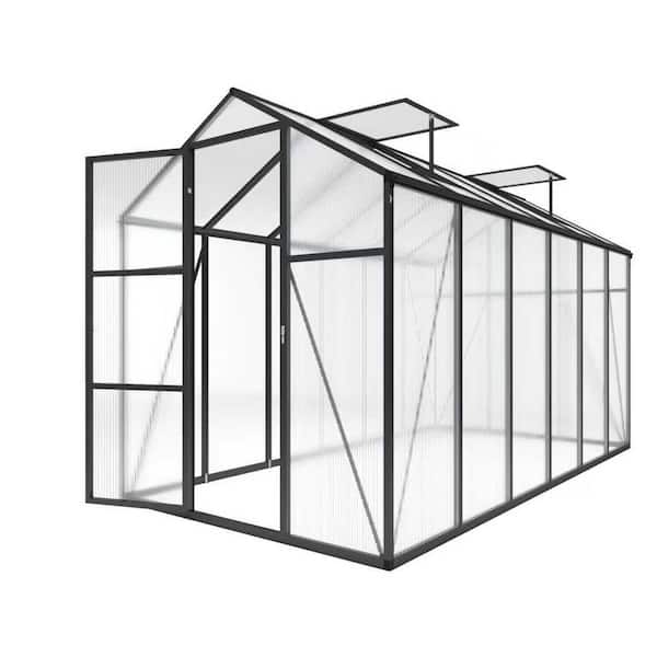 73.07 in. W x 144.88 in. D x 82.28 in. H Outdoor Walk-in Greenhouse with Adjustable Vents, Lockable Door