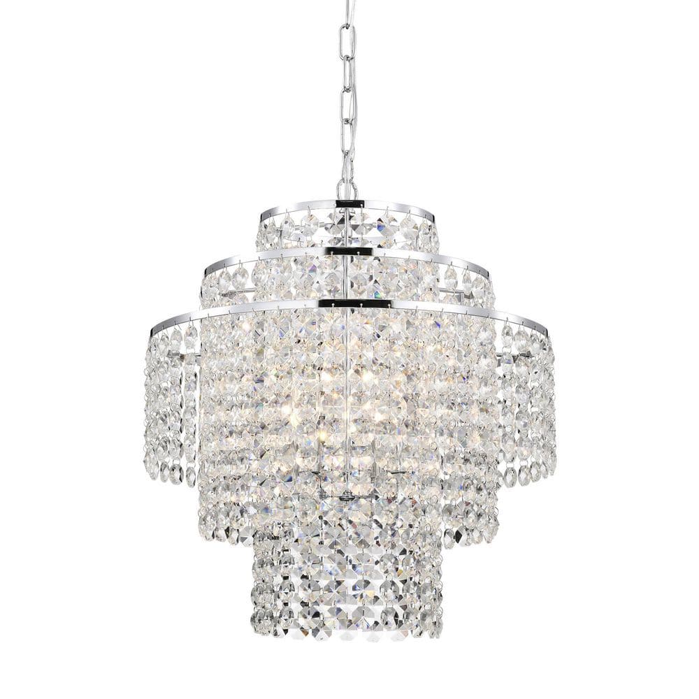 Arietta 4-Light Chrome Modern Glam Chandelier with Tier Cascading Crystals price history on PriceWatchPro