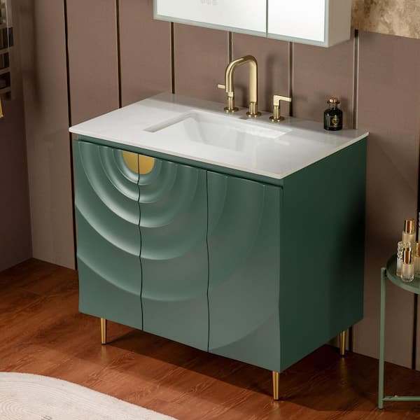 WOODBRIDGE 35.88 in. W x 22 in. D Single Sink Freestanding Bath