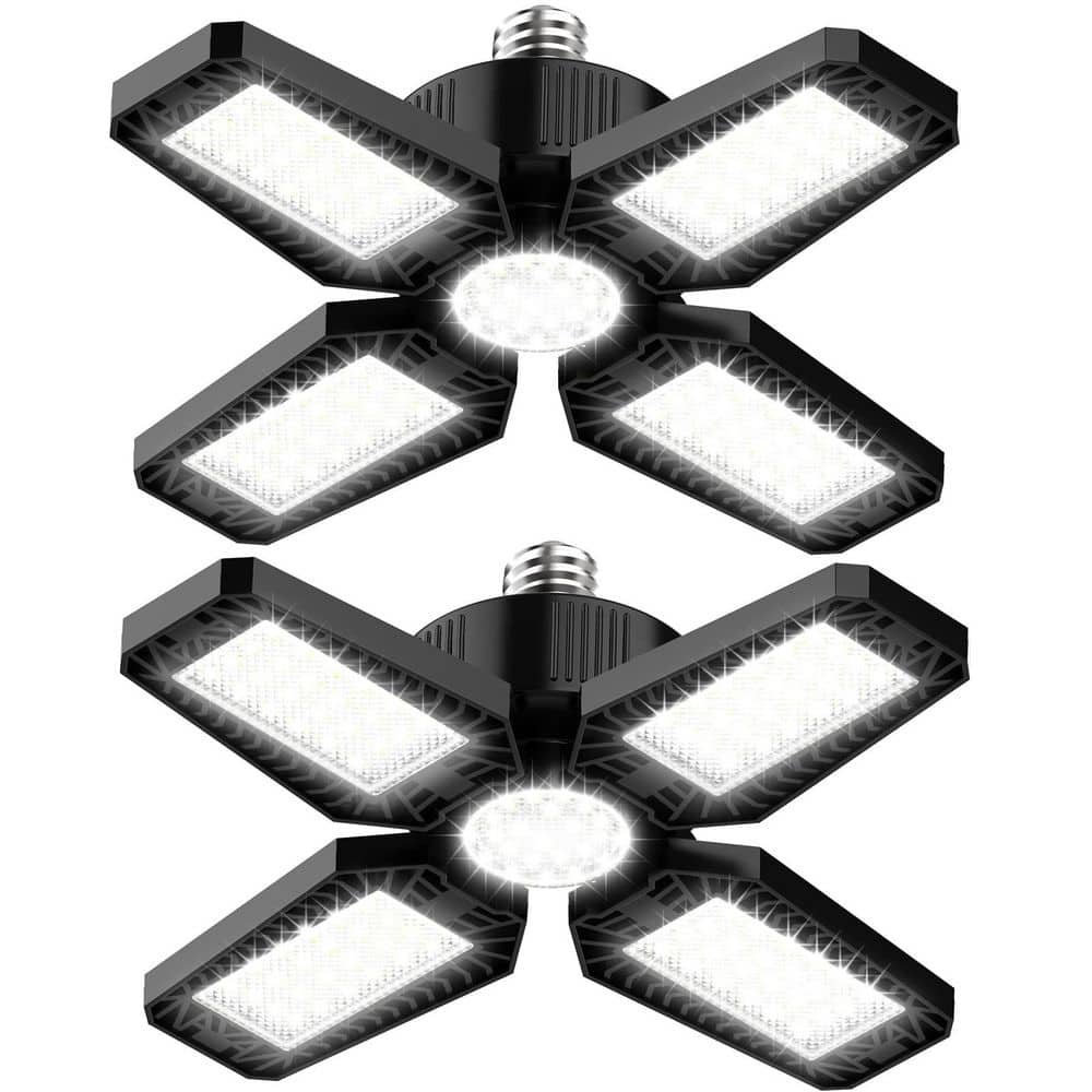 LED Garage Ceiling Light (2-Pack) - 120W 12000LM 6500K Daylight, Screw-in Shop Lighting with 4 Plus 1 Adjustable Panels price history on PriceWatchPro