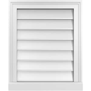 18 in. x 22 in. Vertical Surface Mount PVC Gable Vent: Decorative with Brickmould Sill Frame