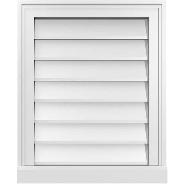 Ekena Millwork 18 in. x 22 in. Vertical Surface Mount PVC Gable Vent: Decorative with Brickmould Sill Frame
