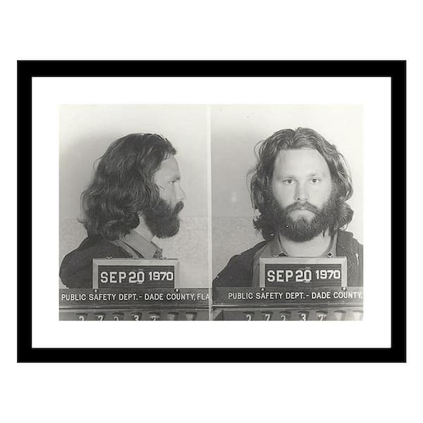 VENICE BEACH Collections Jim Morrison 1970 Mugshot Photos by Unknown 1-Piece Framed Graphic Print Abstract Poster Art Print 18 in. x 14 in.