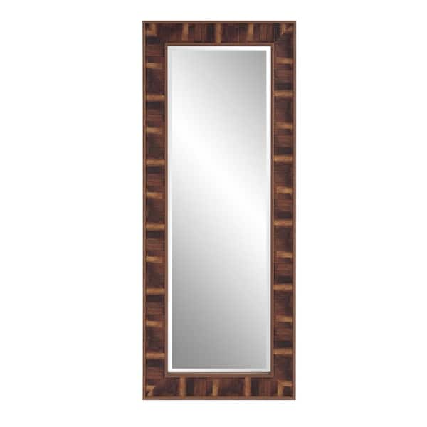 Marley Forrest 59.5 in. x 23.5 in. Farmhouse Rectangular Framed Polystyrene Dark Brown Wood Wall MIrror