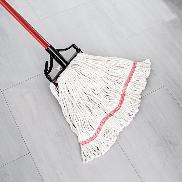 High Power Large Heavy-Duty Blended Wet Mop with Steel Handle (4-Pack)
