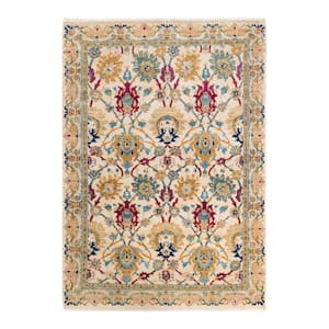 One-of-a-Kind Contemporary Ivory 4 ft. x 6 ft. Hand Knotted Floral Area Rug