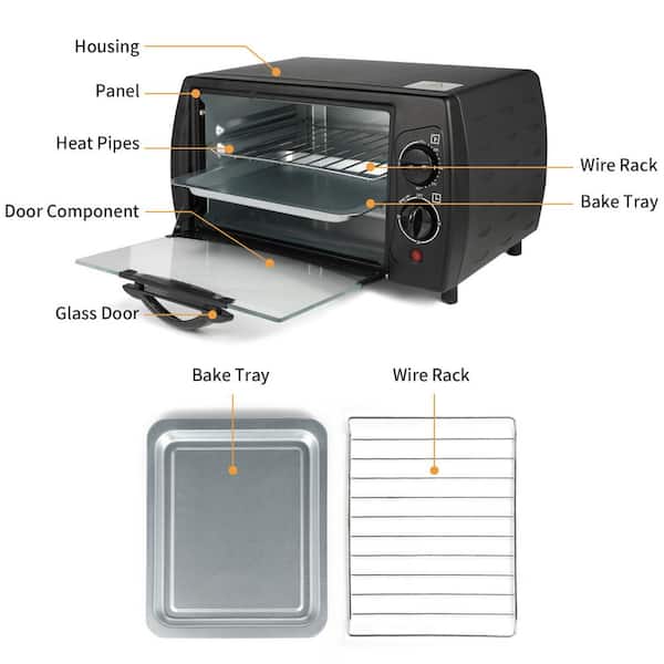 Kahomvis 1000W 4-Slice Black Matte Stainless Countertop Toaster