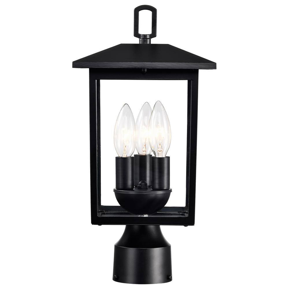 Jamesport Matte Black Aluminum Outdoor Post Lantern with Clear Glass