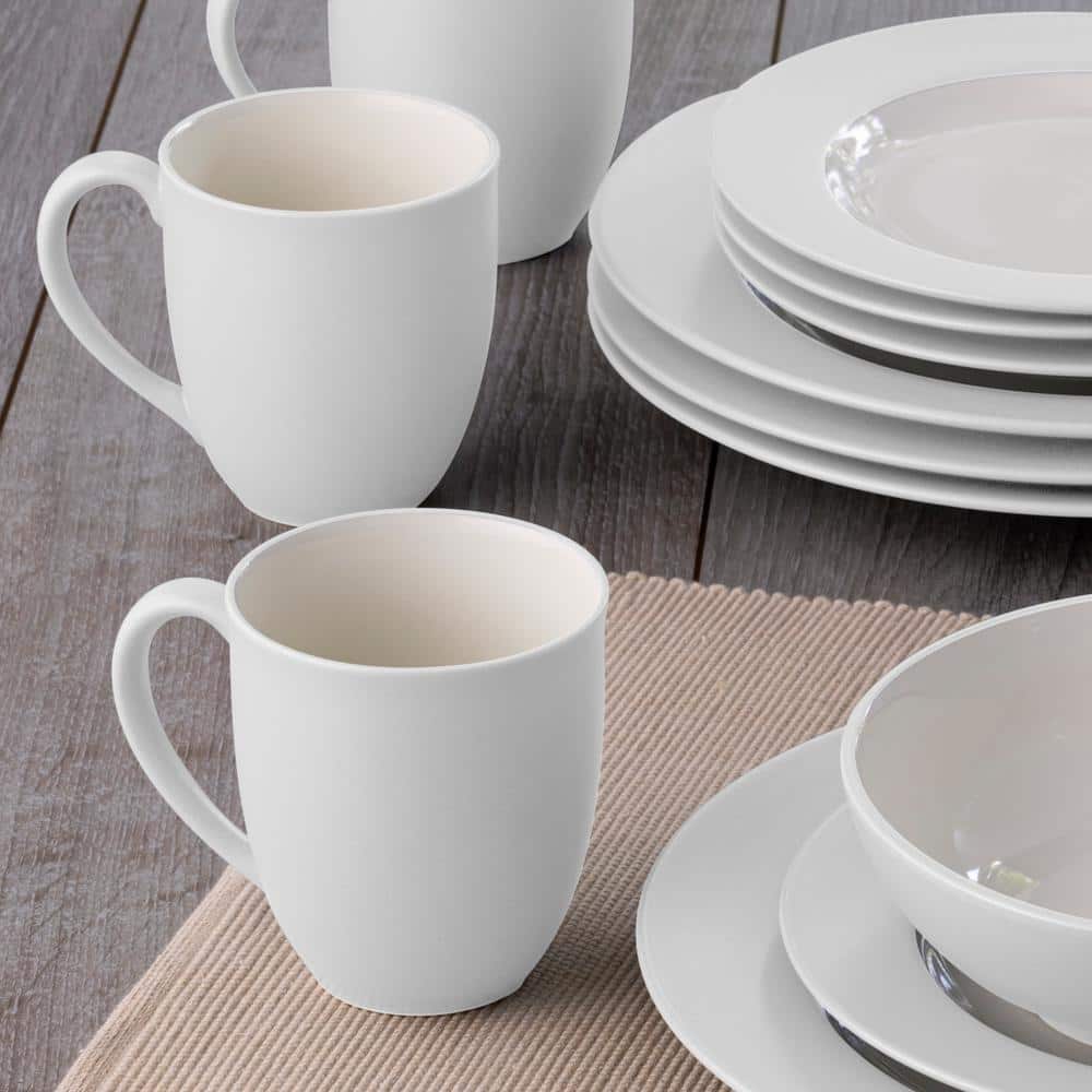 White Ceramic 12 oz. Microwave Safe Mug Set