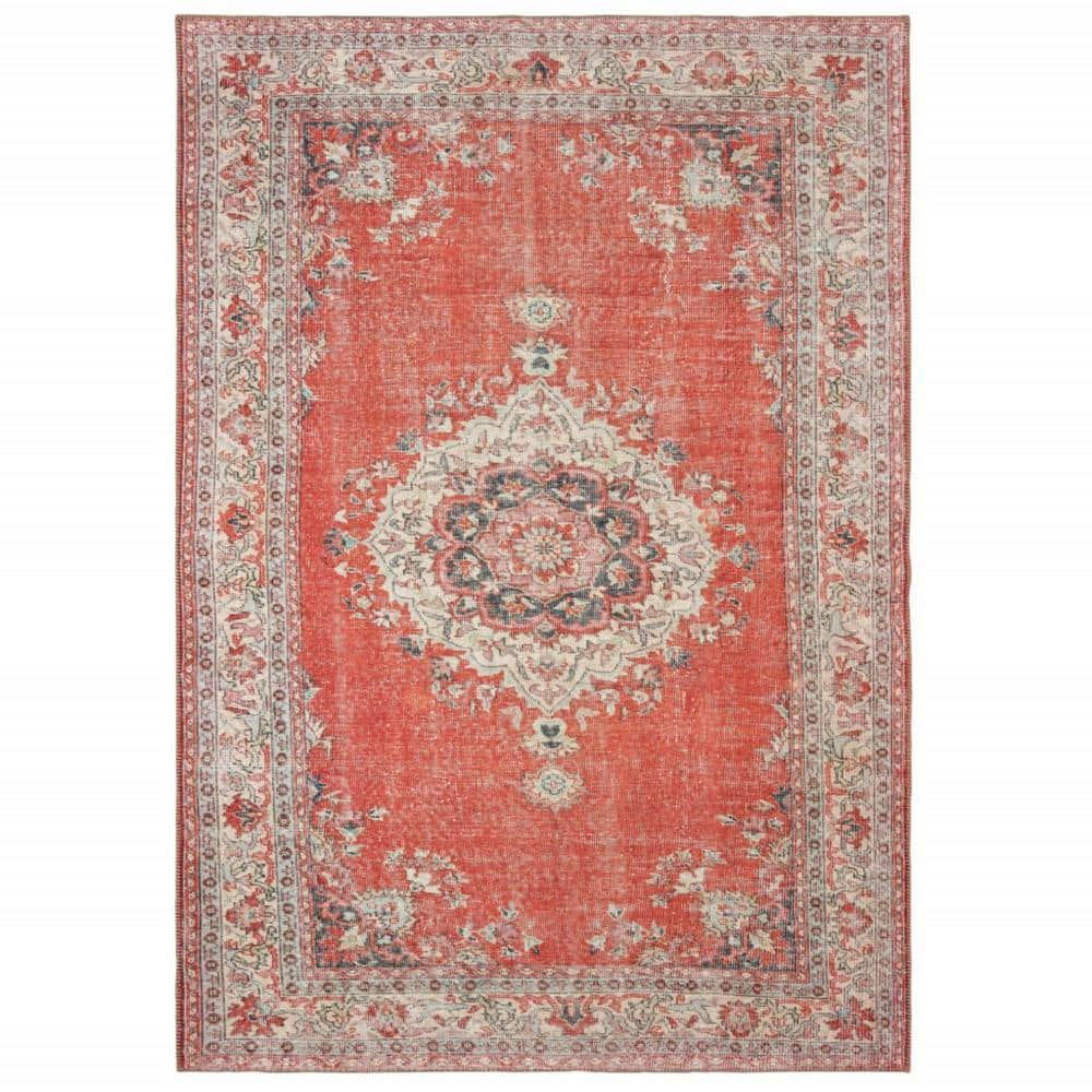 Homeroots Bernadette Red 2 ft. x 3 ft. Unthemed Woven Abstract Polypropylene Rectangle Area Rug