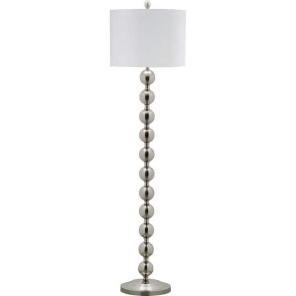 Nickel Floor Lamp With Off White Shade, Stacked Ball Floor Lamp White