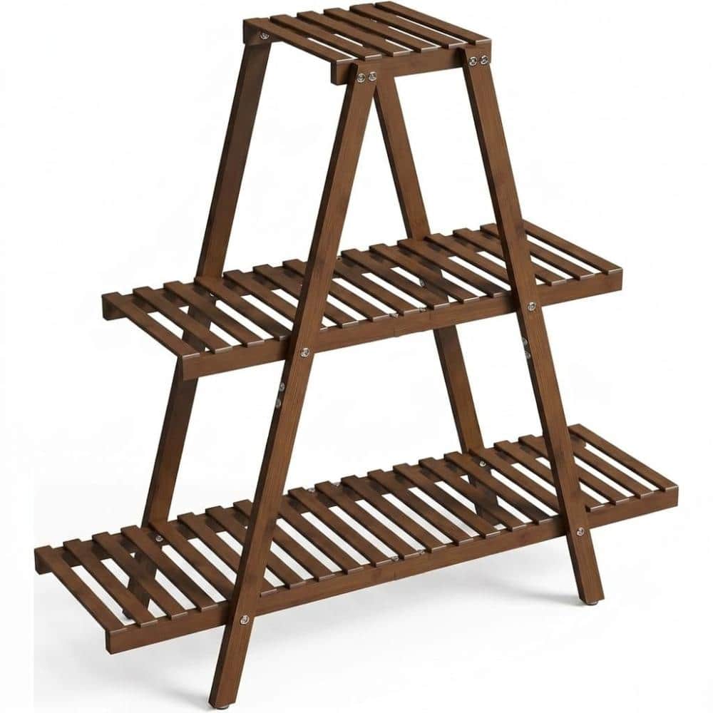 "32"" 3‑Tier Brown Bamboo Plant Stand, Indoor Outdoor 8‑Pot Ladder Shelf for Garden Balcony Patio" price history on PriceWatchPro