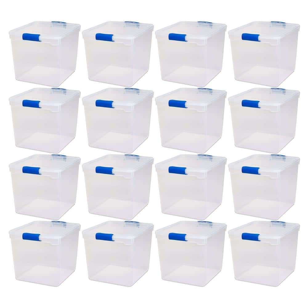 Homz 31 Qt. Heavy Duty Clear Plastic Stackable Storage Containers (16-Pack)