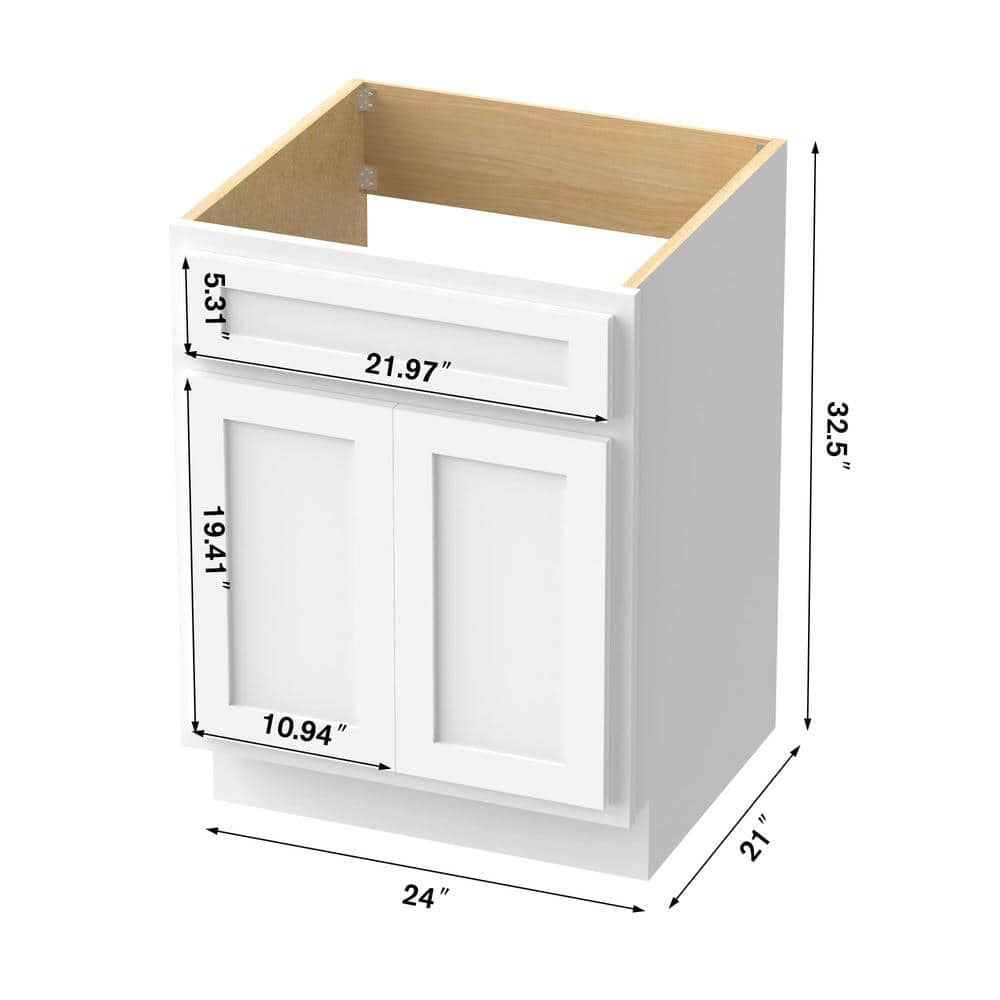 White Engineered Wood Double Door Vanity Cabinet
