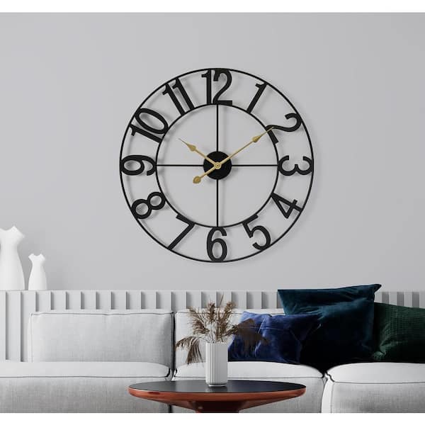 Sorbus Black Metal Analog Classic Numeral Wall Clock CLK-WALN