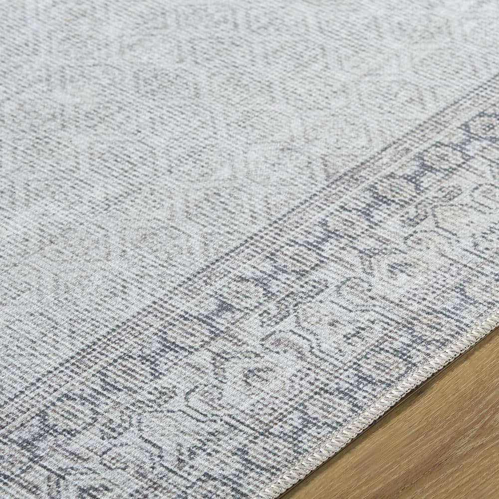 Sage and Blue Rectangular Polyester Washable Area Rug