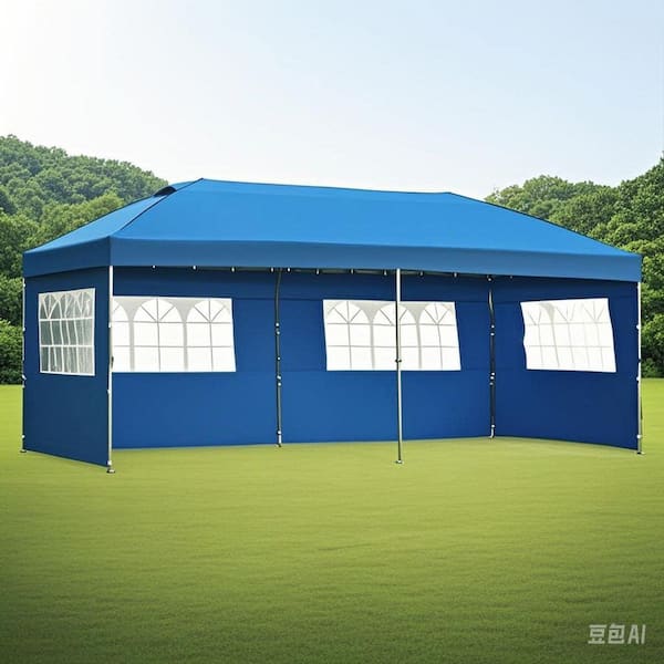 Unbranded 9.7 ft. x 19.2 ft. Blue Pop Up Canopy with Sidewalls for Parties with Wheeled Bag
