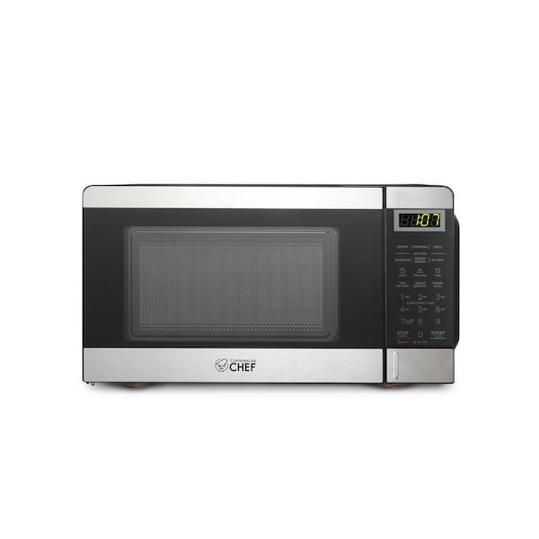 Commercial CHEF 0.7 cu. ft. Countertop Microwave Stainless Steel & Black  CHM770SS - The Home Depot