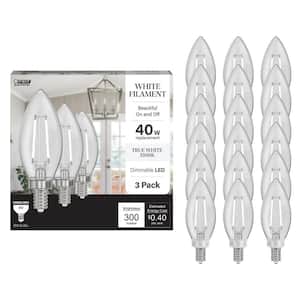 Feit Electric 60-Watt Equivalent B10 E12 Candelabra Dim White