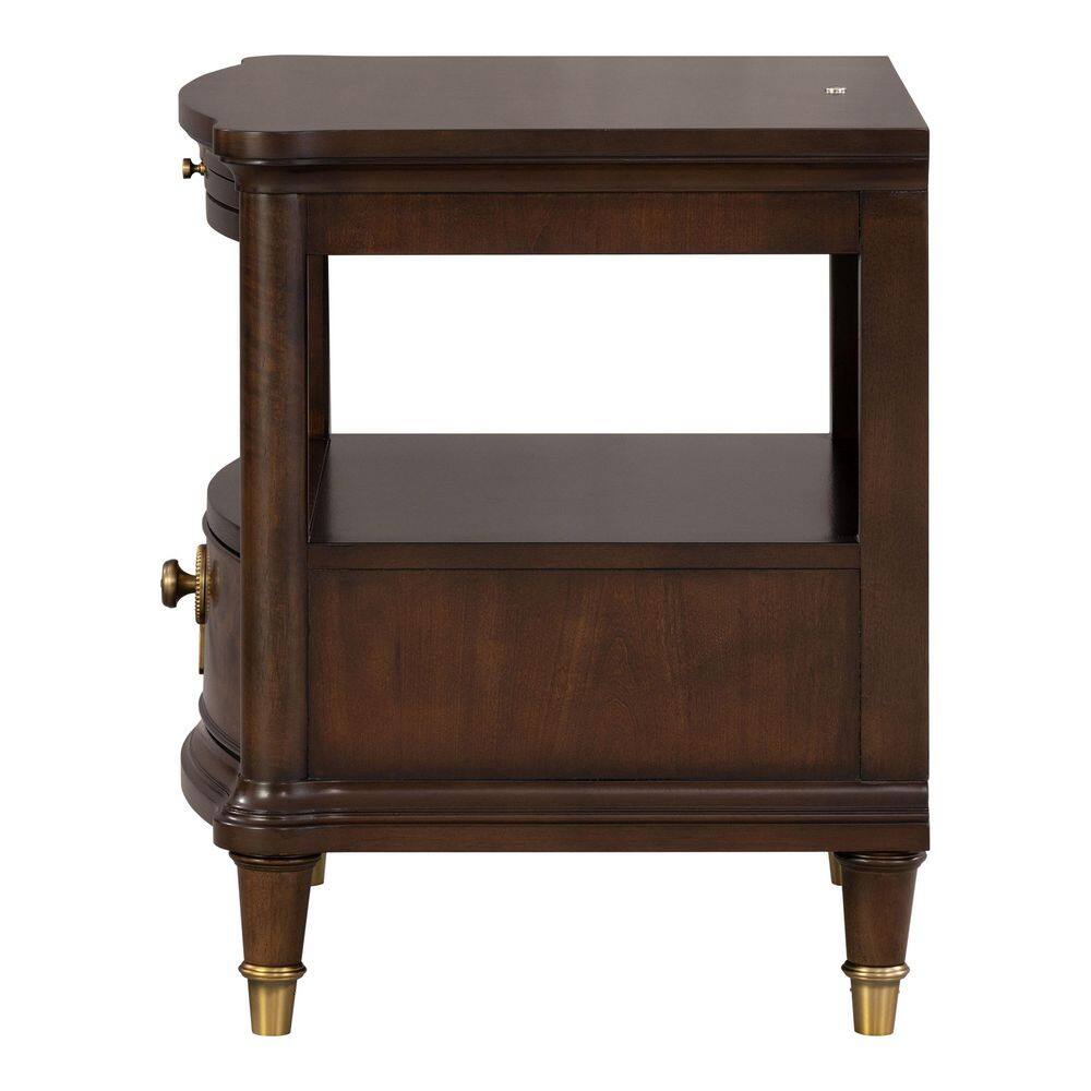Whitney 24 in. Dark Cherry Rectangular Wood Top End Table with LED and Pull Out Tray - thumbnail 8
