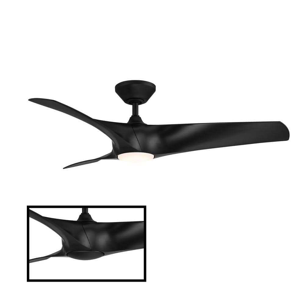 Zephyr Matte Black 52" Smart Ceiling Fan with LED Light and Remote