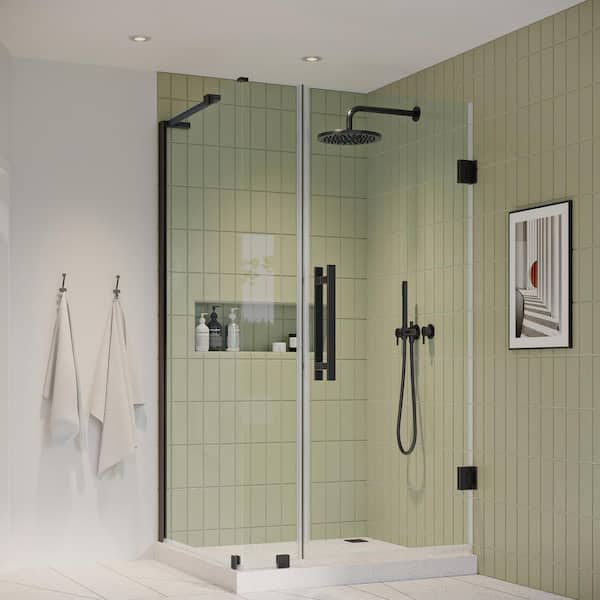 OVE Decors Tampa-Pro 39 13/16 in. W x 72 in. H Rectangular Pivot Frameless Corner Shower Enclosure in Oil Rubbed Bronze