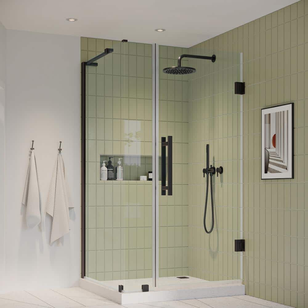 Tampa-Pro Oil Rubbed Bronze Frameless Corner Shower Enclosure with Tempered Glass
