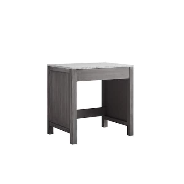 Lexora Jacques 30 Inch Single Bathroom Vanity Cabinet with Make-Up Table in Distressed Grey