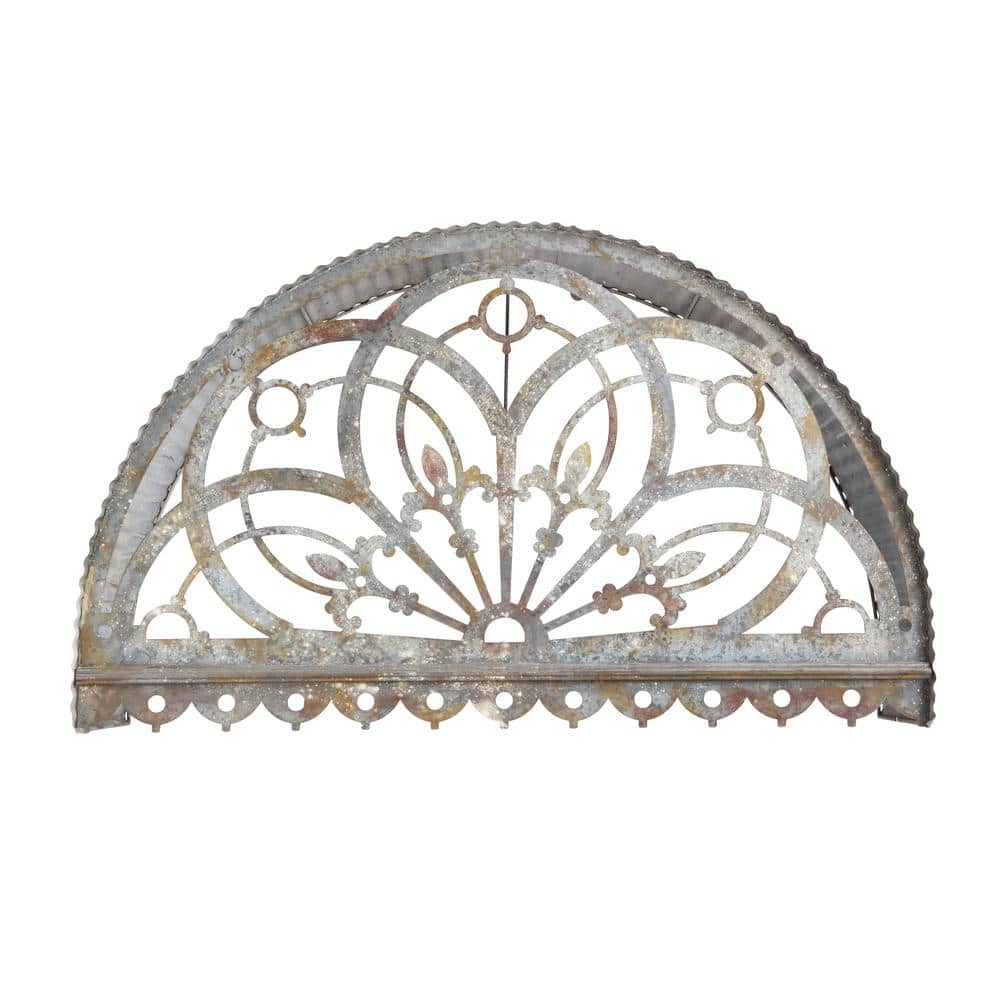 Storied Home 23.5" x 9.75" Decorative Metal Rust Color Canopy Wall Decor Canopy Gray - Storied Home Cutout