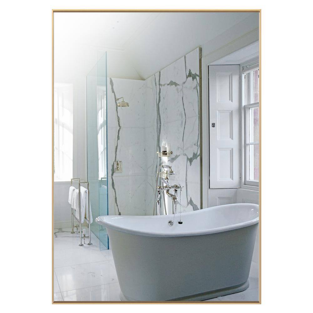 Elegant Gold Aluminum Framed 48"x36" Rectangular Vanity Mirror