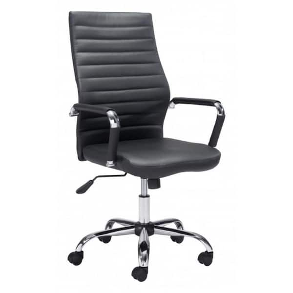 Julia Black Polyurethane Office Chair with Nonadjustable Arms