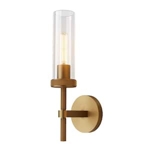 4.64 in. 14 in. H 1-Light Copper Wall Sconce, Modern Wall Light with Glass Tube for Living Room, Dining Room, Set of 1