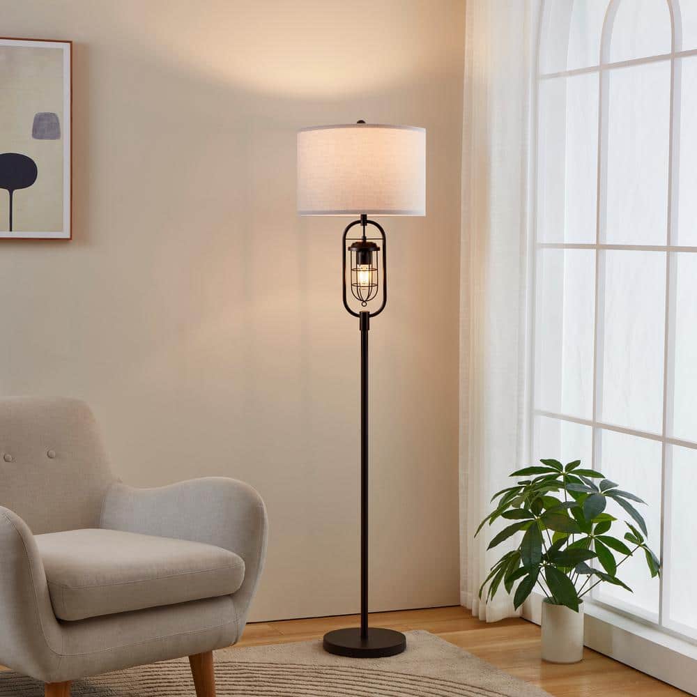 62.5" Bronze Arc Floor Lamp with Lantern Night Light