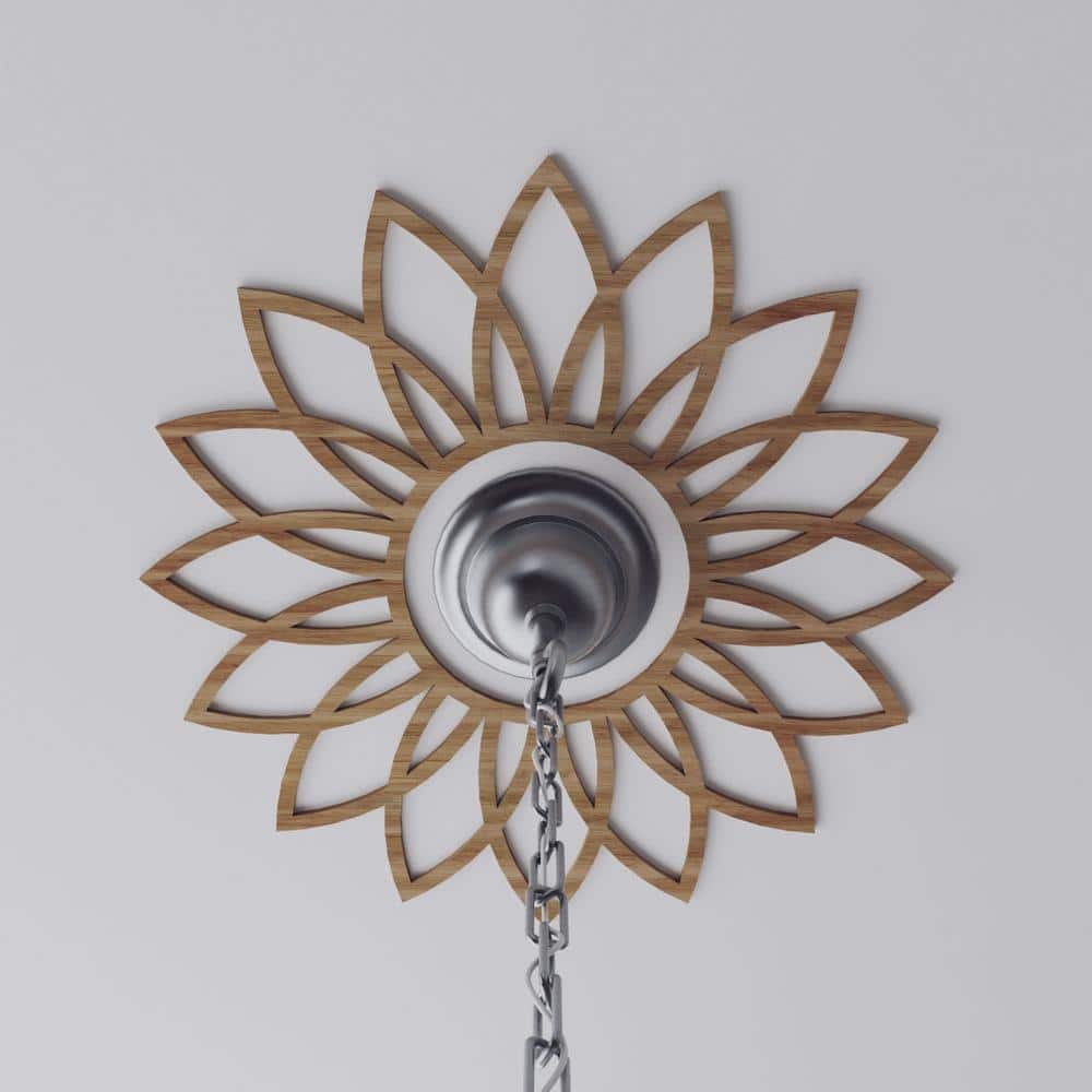 18-Inch Walnut Wood Daisy Fretwork Ceiling Medallion