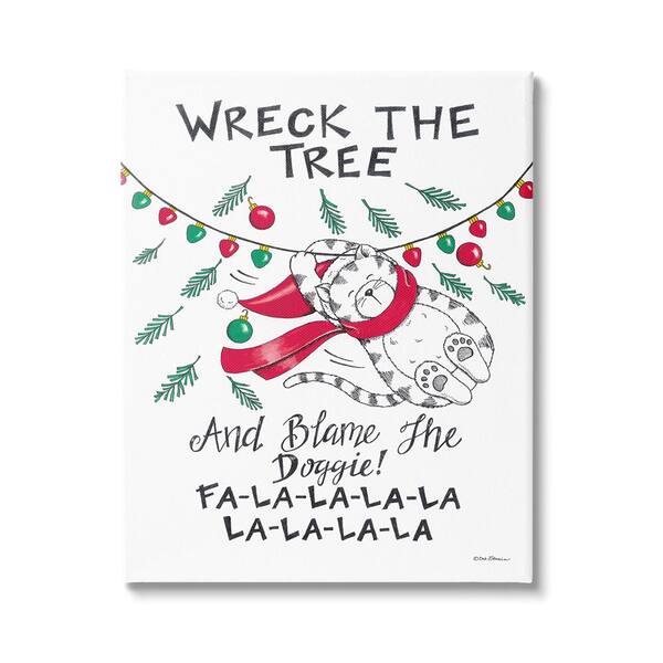 Stupell Industries Funny Pet Christmas Song byDeb Strain 1-Piece Unframed Graphic Print Animal Poster Art Print 48 in. x 36 in.
