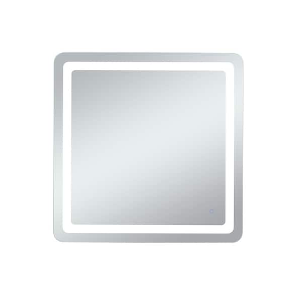 Unbranded Home Living 36 in. W x 36 in. H Rectangular Frameless LED Wall Bathroom Vanity Mirror in Glossy White (Color Changing)