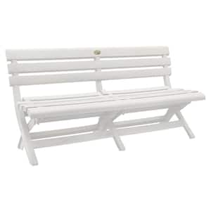 Westport Commercial Folding 3-Person Resin Bench in White