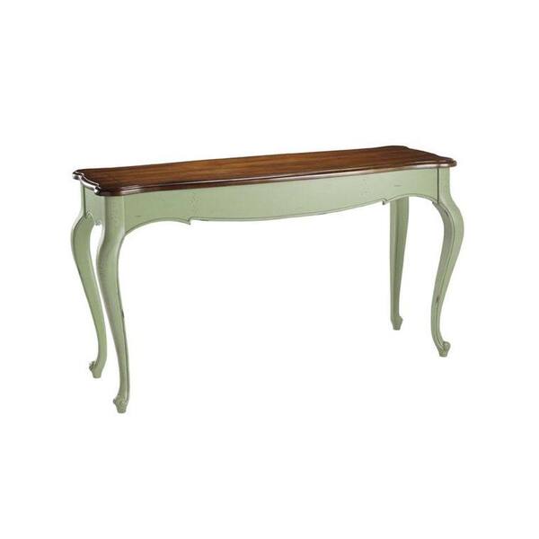 Unbranded 54 in. W Provence Green Console Table with Chestnut Top