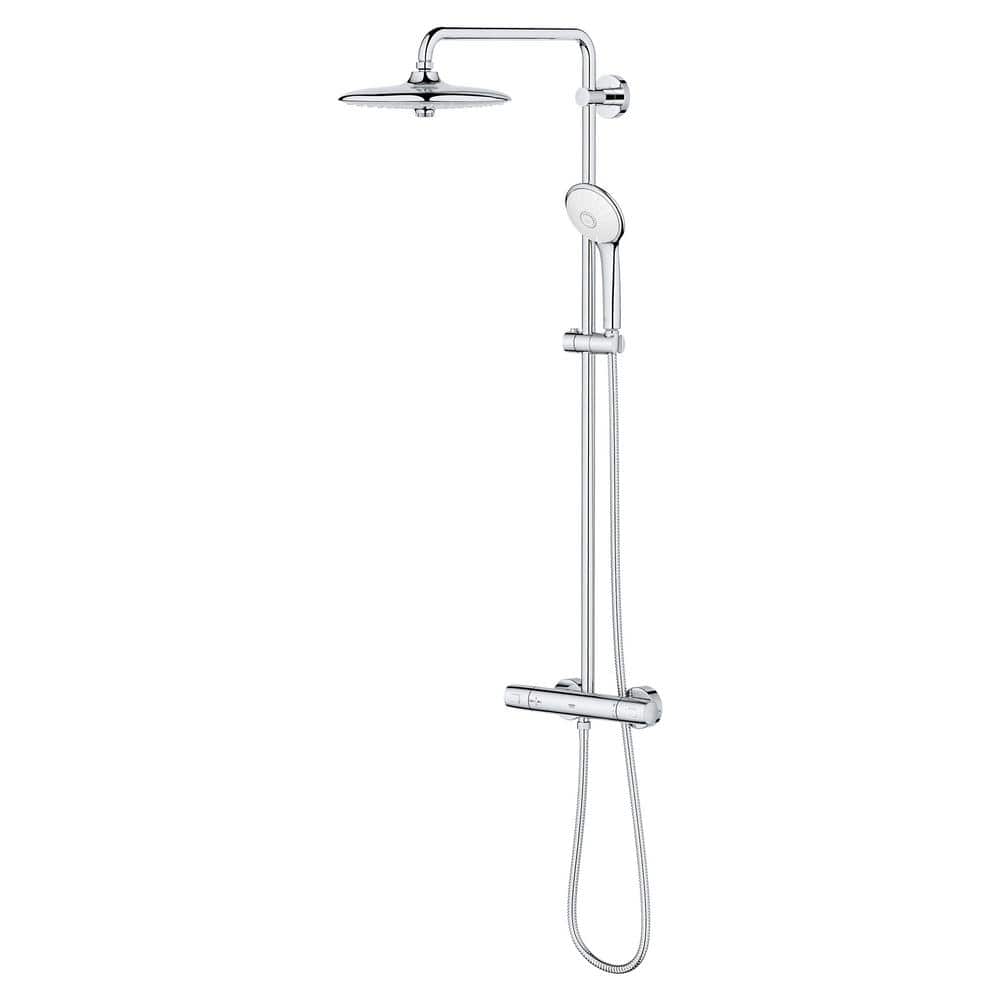 Euphoria 260 Chrome Thermostatic Shower System with Adjustable Height