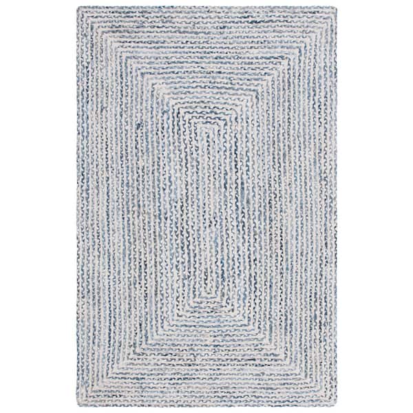 Braided 5 ft. x 8 ft. Blue/Ivory Geometric Area Rug